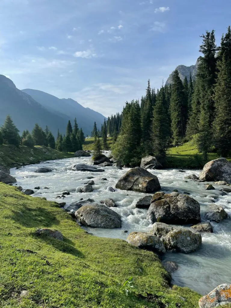 tumultuous river in a dreamy landscape