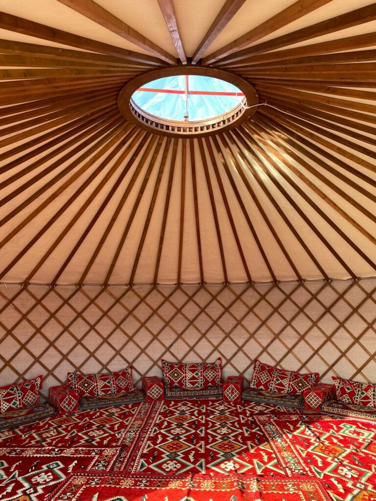 Inside of a yurt